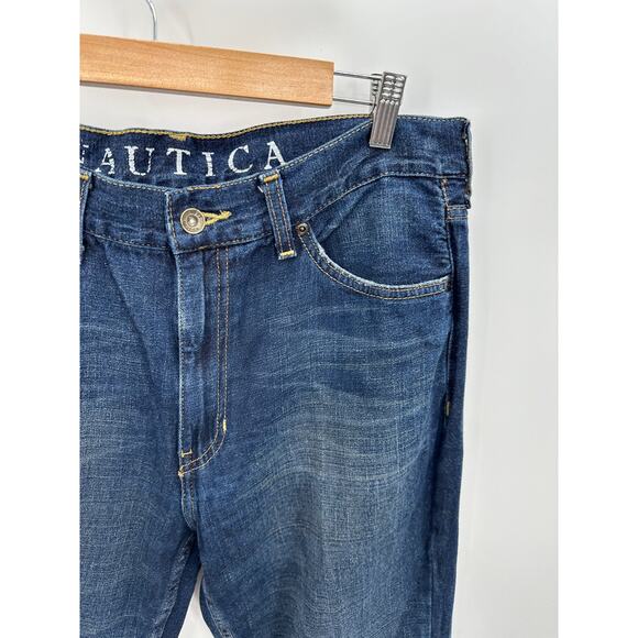 Nautica Relaxed Fit Straight Leg Dark Wash Blue Denim Jeans Men's Size 33 x 30 - Picture 4 of 7